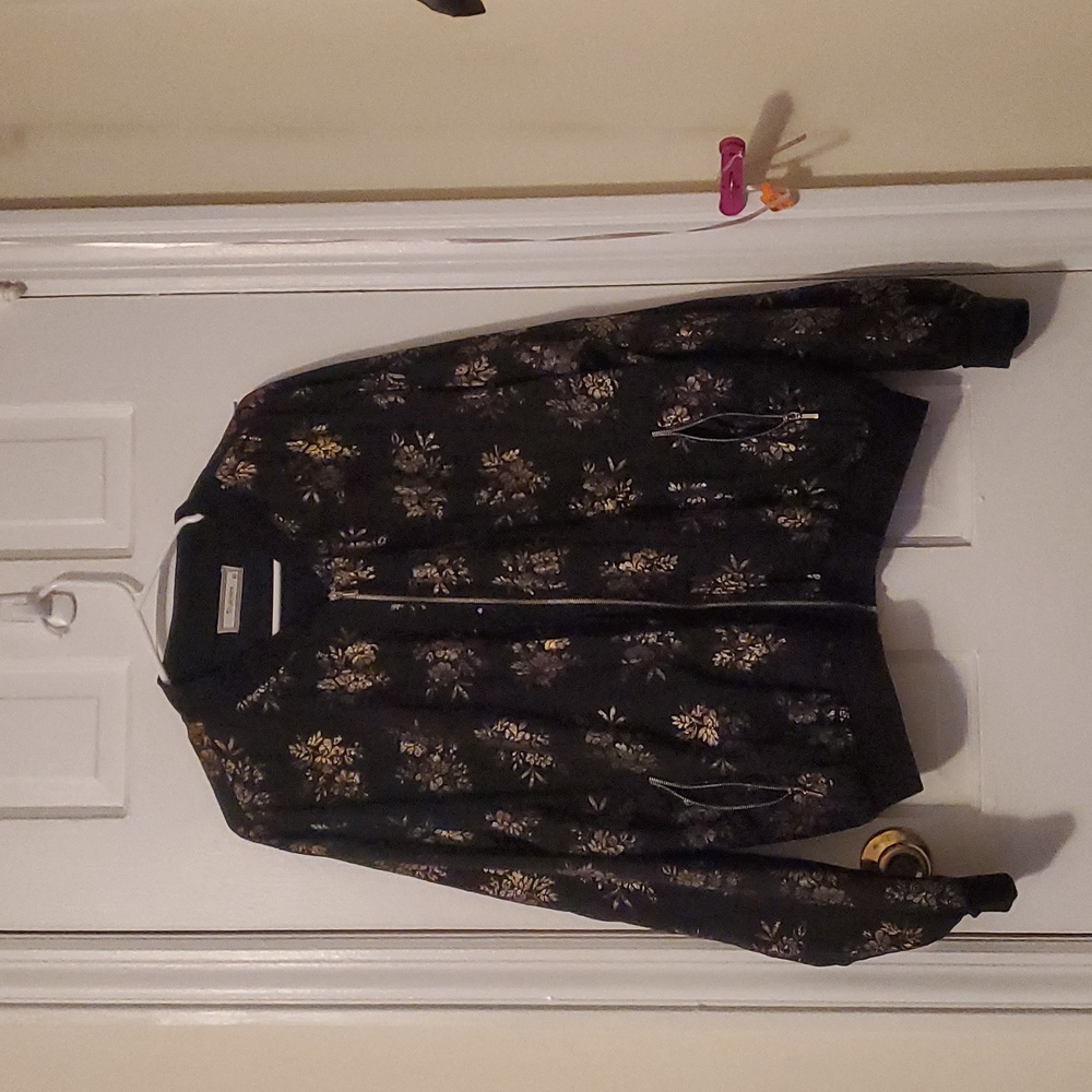 Black jacket with flower print